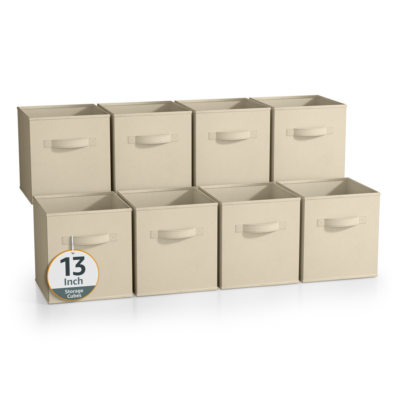 Sorbus Large 13" Storage Bins - 8 Pack Sturdy Collapsible Fabric Storage Cubes with Handles - Neutrals